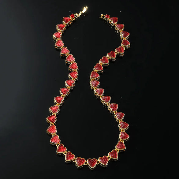 Hip-Hop Heart Shape Alloy Inlay Zircon Men'S Necklace