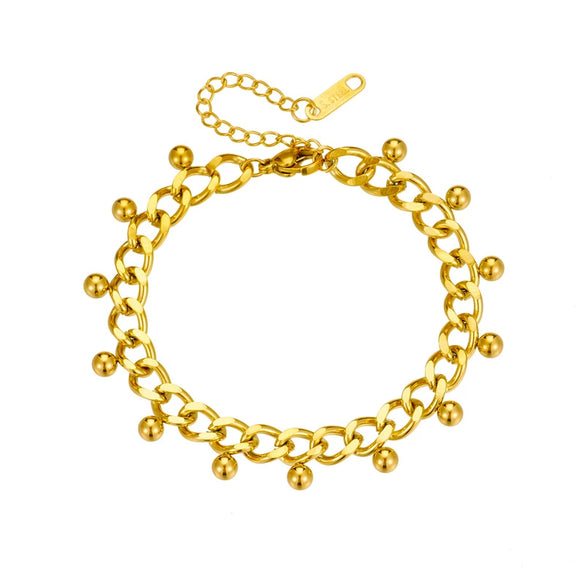 Hip Hop Neutral Style Simple Chain With Steel Ball Stitching And Tassel Titanium Steel Bracelet Geometric Electroplated