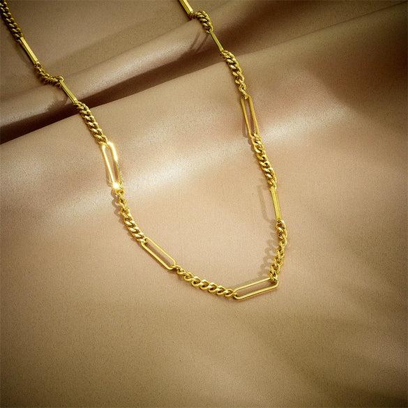 Hip Hop Punk Creative Stitching Titanium Steel Heavy Industry Chain Jewelry Necklace With Geometric Pattern And Electroplating Treatment