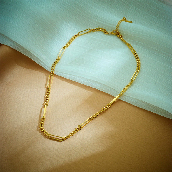 Hip Hop Punk Creative Stitching Titanium Steel Heavy Industry Chain Jewelry Necklace With Geometric Pattern And Electroplating Treatment