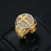 Hip-Hop Punk Cross Titanium Steel Plating Inlay Rhinestones Men'S Wide Band Rings