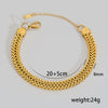 Hip Hop Punk Style Stainless Steel Geometric Cuban Bracelet Plated Real Gold Handmade Woven Chain