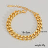 Hip Hop Punk Style Stainless Steel Geometric Cuban Bracelet Plated Real Gold Handmade Woven Chain