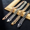 Hip Hop Punk Style Wide Cuban Bracelet With Flash Diamond And Geometric Pattern Alloy Material