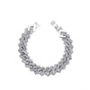 Hip Hop Punk Style Wide Cuban Bracelet With Flash Diamond And Geometric Pattern Alloy Material