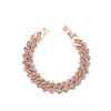 Hip Hop Punk Style Wide Cuban Bracelet With Flash Diamond And Geometric Pattern Alloy Material