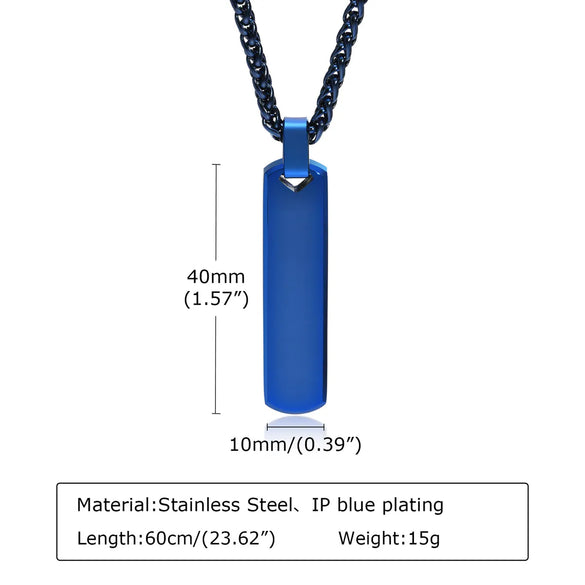 Hip-Hop Rectangle Stainless Steel Men'S Pendant Necklace