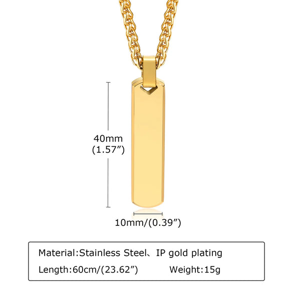 Hip-Hop Rectangle Stainless Steel Men'S Pendant Necklace