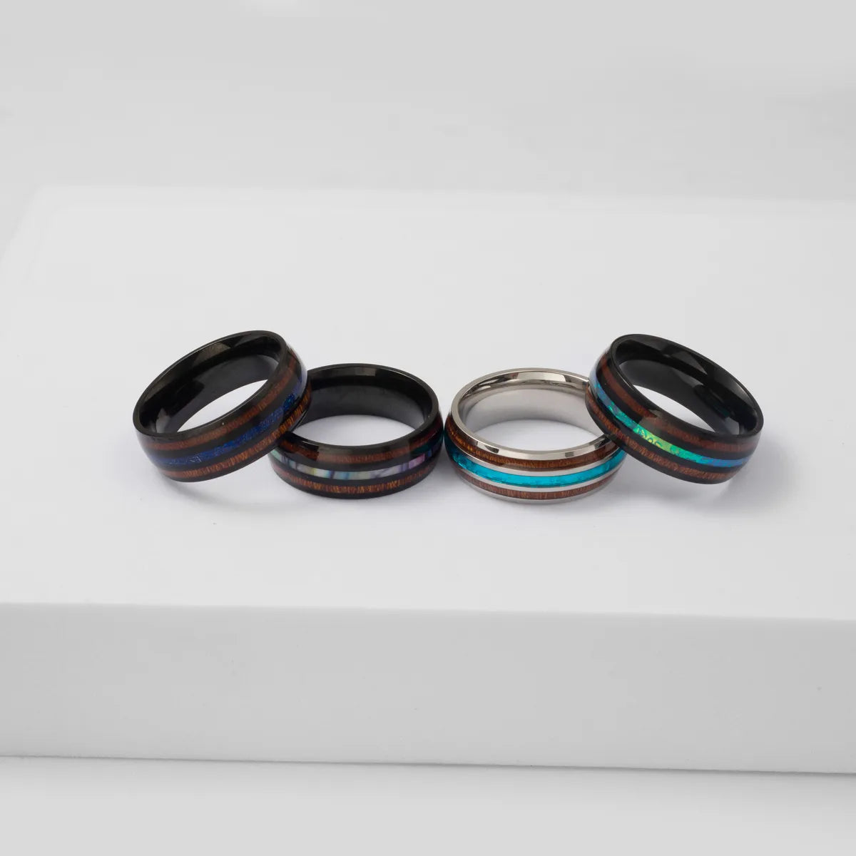 Hip-Hop Retro Color Block Titanium Steel Epoxy Men'S Rings – GoodDiy