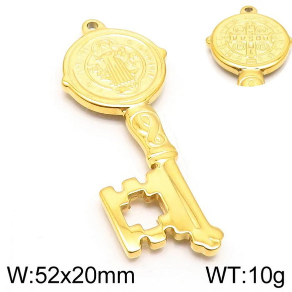 1 Piece Stainless Steel 18K Gold Plated Key Pendant