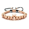 Hip-Hop Retro Crown Stainless Steel Copper Beaded Plating Braid Bracelets