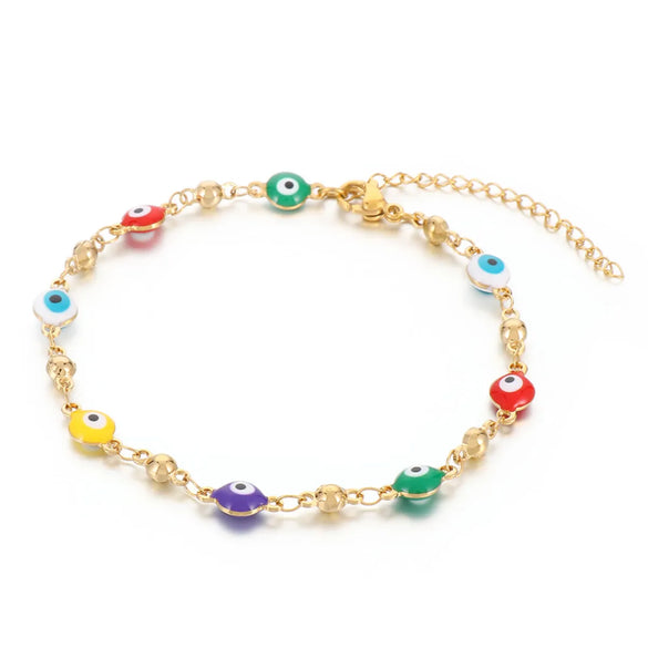 Hip-Hop Retro Eye Titanium Steel 18K Gold Plated Bracelets In Bulk