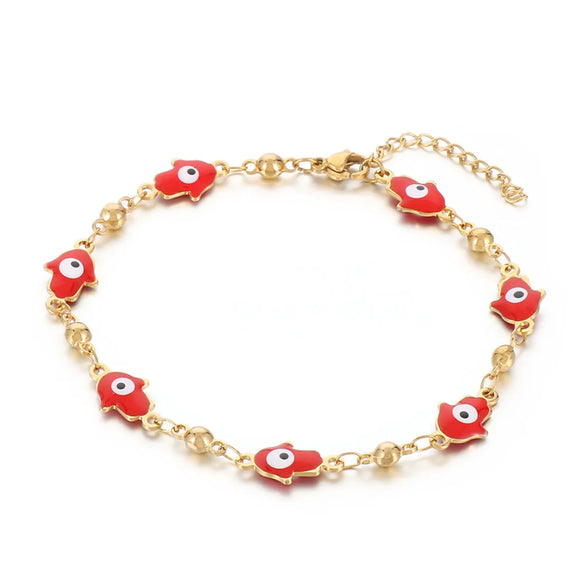 Hip-Hop Retro Eye Titanium Steel 18K Gold Plated Bracelets In Bulk