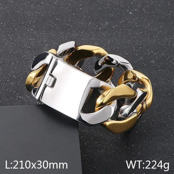 Hip-Hop Retro Geometric 304 Stainless Steel 18K Gold Plated Men'S Bracelets Men Chain Bracelets