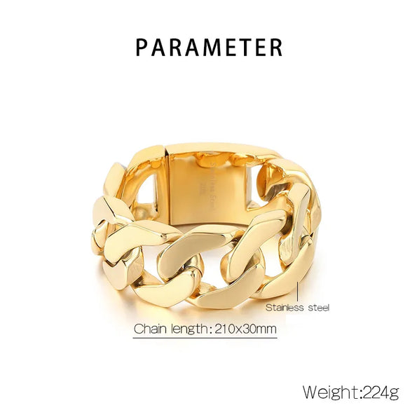 Hip-Hop Retro Geometric 304 Stainless Steel 18K Gold Plated Men'S Bracelets Men Chain Bracelets