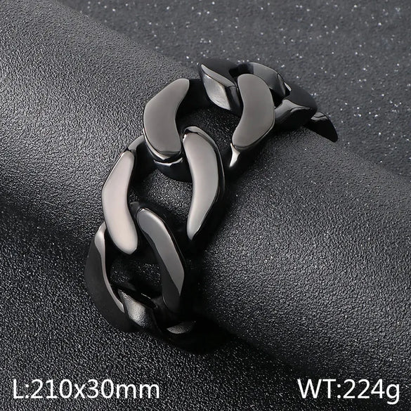Hip-Hop Retro Geometric 304 Stainless Steel 18K Gold Plated Men'S Bracelets Men Chain Bracelets