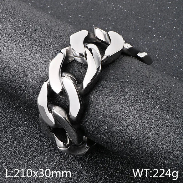 Hip-Hop Retro Geometric 304 Stainless Steel 18K Gold Plated Men'S Bracelets Men Chain Bracelets