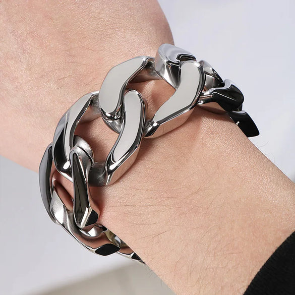 Hip-Hop Retro Geometric 304 Stainless Steel 18K Gold Plated Men'S Bracelets Men Chain Bracelets