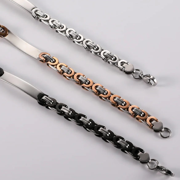 Hip-Hop Retro Geometric 304 Stainless Steel Men'S Bracelets Men Chain Bracelets
