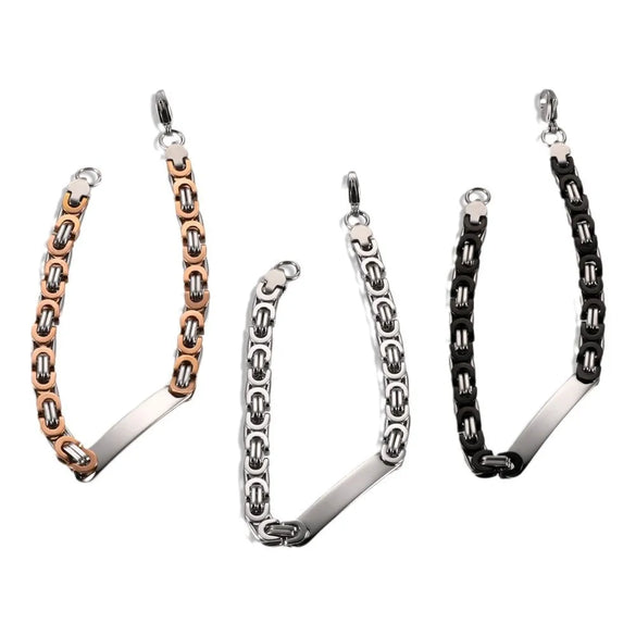Hip-Hop Retro Geometric 304 Stainless Steel Men'S Bracelets Men Chain Bracelets