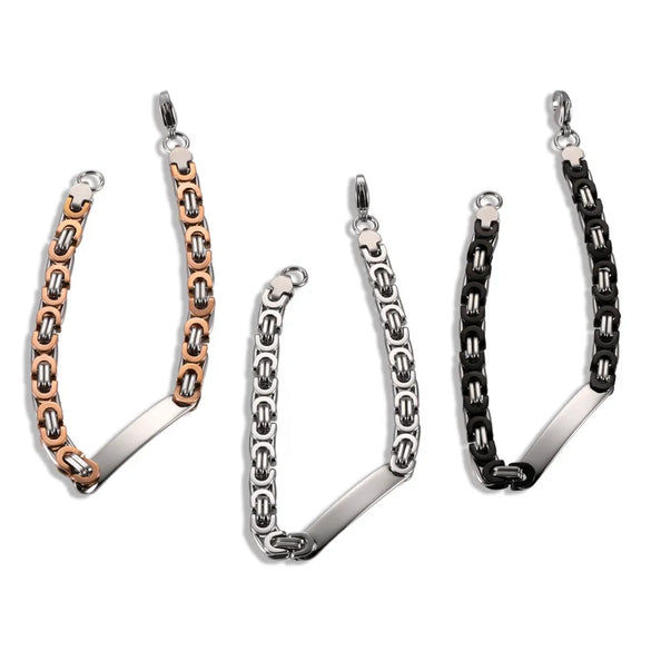 Hip-Hop Retro Geometric 304 Stainless Steel Men'S Bracelets Men Chain Bracelets