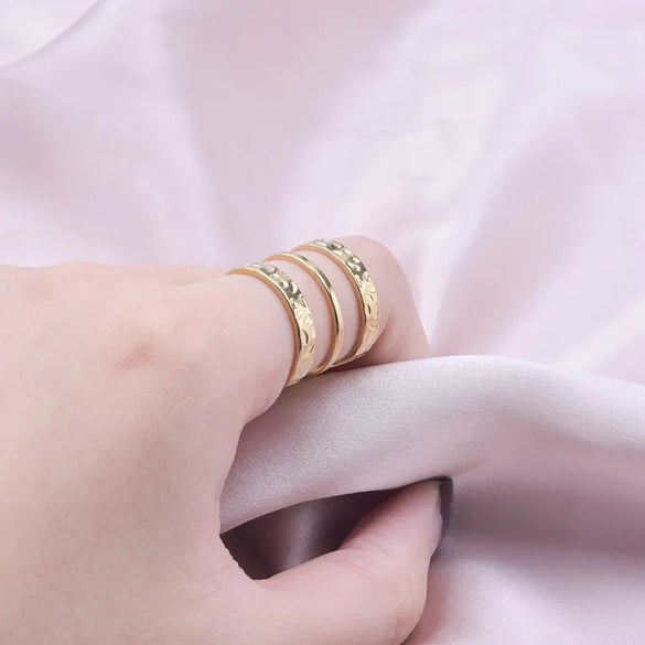 Wholesale Jewelry Hip-Hop Retro Geometric Solid Color 304 Stainless Steel 18K Gold Plated Polishing Open Rings