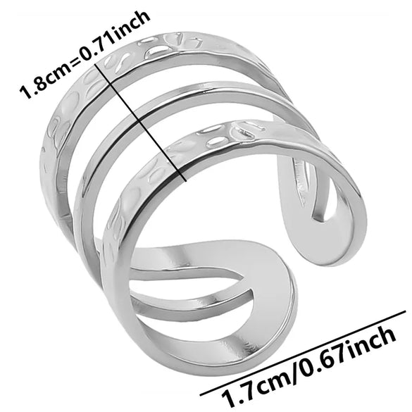 Wholesale Jewelry Hip-Hop Retro Geometric Solid Color 304 Stainless Steel 18K Gold Plated Polishing Open Rings