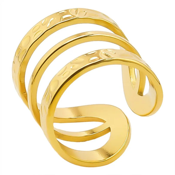 Wholesale Jewelry Hip-Hop Retro Geometric Solid Color 304 Stainless Steel 18K Gold Plated Polishing Open Rings