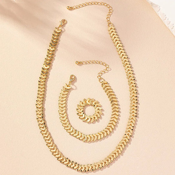 Hip-Hop Retro Punk Grain Alloy Plating Gold Plated Women'S Jewelry Set