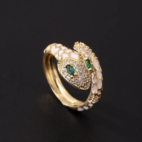 Hip-Hop Retro Simple Style Snake Copper Plating Inlay Zircon Gold Plated Open Rings