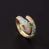 Hip-Hop Retro Simple Style Snake Copper Plating Inlay Zircon Gold Plated Open Rings
