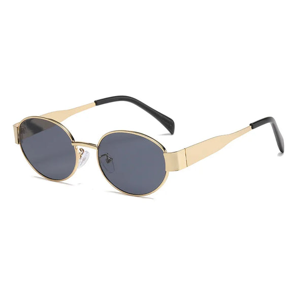 Hip-Hop Retro Solid Color Ac Oval Frame Full Frame Women'S Sunglasses