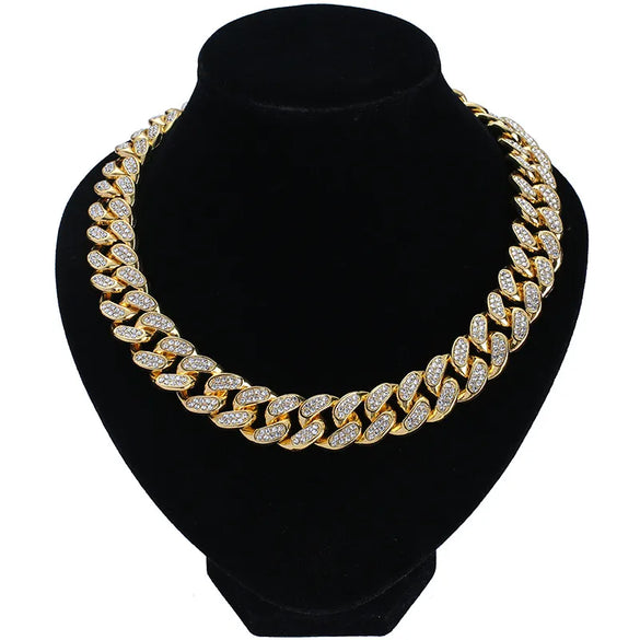 Hip-Hop Retro Waves Zinc Alloy Inlay Rhinestones Men'S Bracelets Necklace