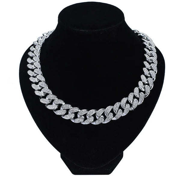 Hip-Hop Retro Waves Zinc Alloy Inlay Rhinestones Men'S Bracelets Necklace