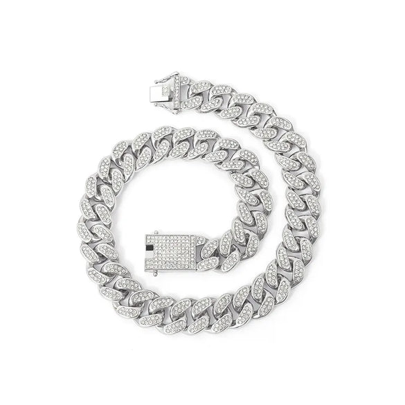 Hip-Hop Retro Waves Zinc Alloy Inlay Rhinestones Men'S Bracelets Necklace