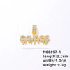 1 Piece 304 Stainless Steel Alloy Copper Rhinestones K Gold Plated Animal Cross Letter