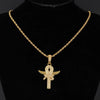 Hip-Hop Rock Cross Eye Of Horus Stainless Steel Alloy Inlay Rhinestones Unisex Pendant Necklace