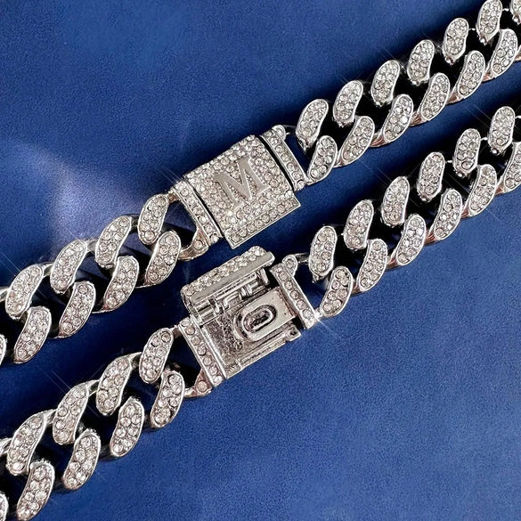 1PC A-Z Hiphop Man Personalized Name Letter Chain Bracelet Zinc Alloy Cutom Name Uppercase Letter Crown Cuba Chain Bracelets Full Diamond Heart Tennis Chain