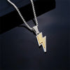 Hip-Hop Rock Lightning 304 Stainless Steel Alloy Inlay Rhinestones Rhodium Plated Unisex Pendant Necklace
