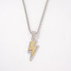 Hip-Hop Rock Lightning 304 Stainless Steel Alloy Inlay Rhinestones Rhodium Plated Unisex Pendant Necklace