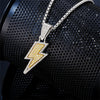 Hip-Hop Rock Lightning 304 Stainless Steel Alloy Inlay Rhinestones Rhodium Plated Unisex Pendant Necklace