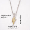 Hip-Hop Rock Lightning 304 Stainless Steel Alloy Inlay Rhinestones Rhodium Plated Unisex Pendant Necklace