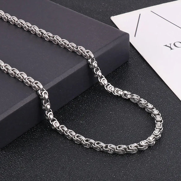 Hip-Hop Rock Solid Color Titanium Steel Patchwork 18K Gold Plated Men'S Necklace