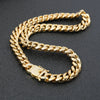 Hip Hop Rock Stainless Steel Cuban Chain Lock Necklace Bracelet With Geometric Pattern And Casting Process