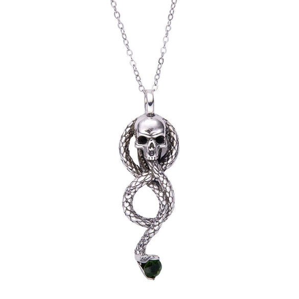 Hip Hop Silver 925 Sterling Silver Inlaid Natural Diopside Cartoon Character Pendant Necklace