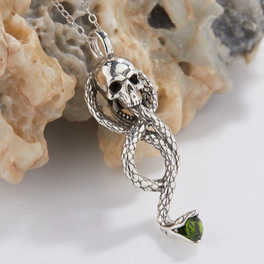 Hip Hop Silver 925 Sterling Silver Inlaid Natural Diopside Cartoon Character Pendant Necklace