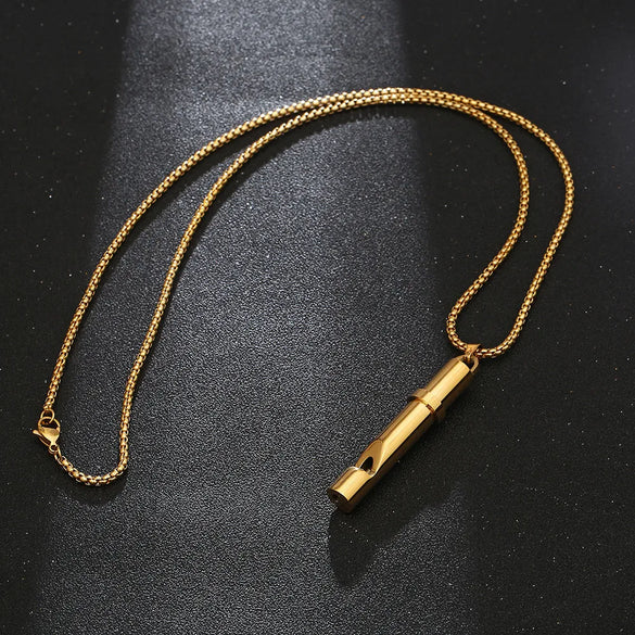 Hip-Hop Simple Style Whistle 304 Stainless Steel Plating 18K Gold Plated Unisex Pendant Necklace