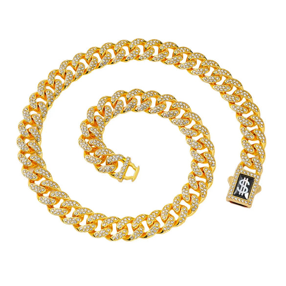 Hip-Hop Solid Color Dollar Rhinestones Alloy Wholesale Bracelets Necklace