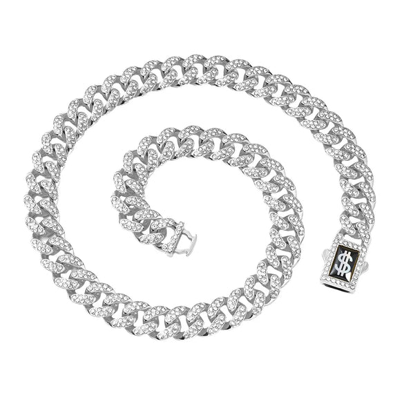 Hip-Hop Solid Color Dollar Rhinestones Alloy Wholesale Bracelets Necklace
