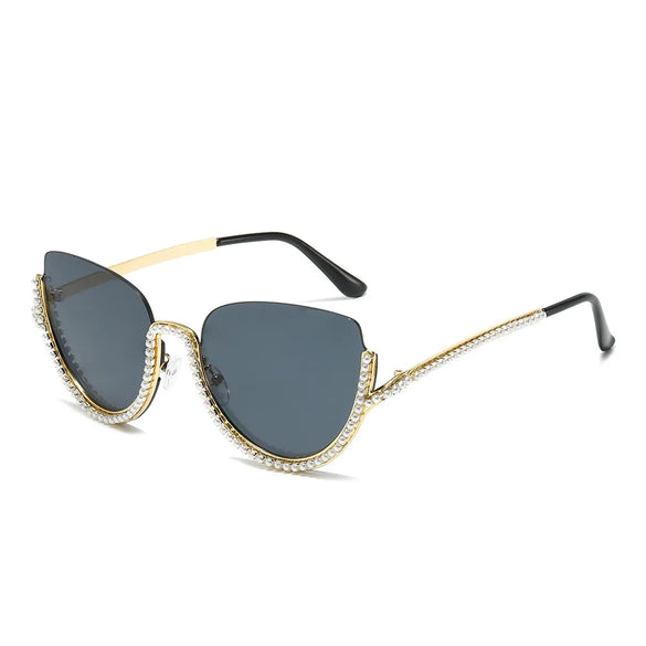 Hip-Hop Solid Color Pc Special-Shaped Mirror Half Frame Women'S Sunglasses